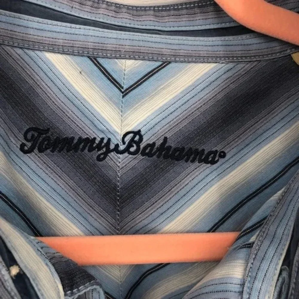 SOLD! Tommy Bahama Tencel Lyocell Striped Long Sleeve Button Down XL - Picture 5 of 9